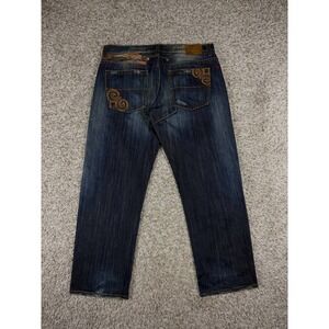 Azzure Love Life Denim Y2K Baggy Jeans Size 40 Mens Dragon Embroidered Wide Leg